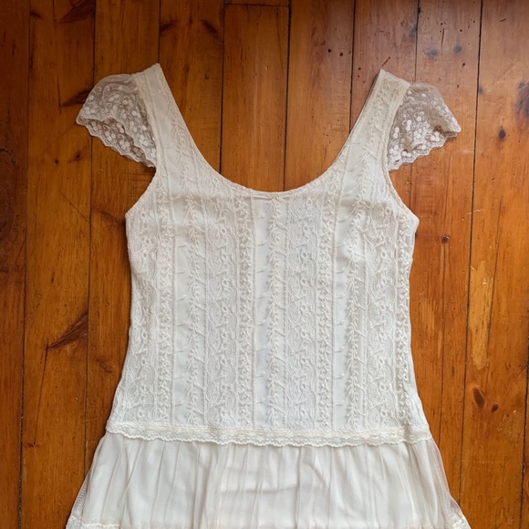 Ultra Pink Lace Layered Dress with Cap Sleeve - Picture 2 of 8